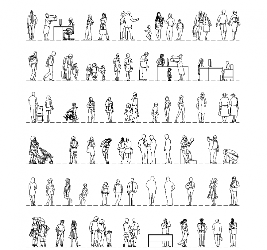 Different People Cad Blocks Structure 2d View Layout Dwg File Cadbull
